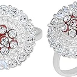 Missmister Silverplated Red Meena White CZ Round Freesize Toering ethnic traditional jewellery (MM6529TRRM)-image-3