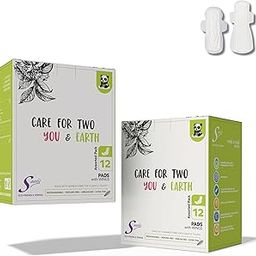 Saathi Plant-Based Bamboo Pads – No Fragrance | Hypoallergenic | Multi-Pack Sizes – Pack of 12 X 2 – 24 Pads (12 XL + 12 ON)-image-42