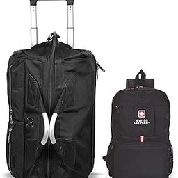Combo of Duffle Bag for Gym, Travel, Durable Zippers, 25L, Black, 1 & Duffle Trolley Bag, Travel Bags for Luggage, Cabin Luggage with Ergonomic Wheels, Trolley Bag, 47 L, Black, 1-image-41