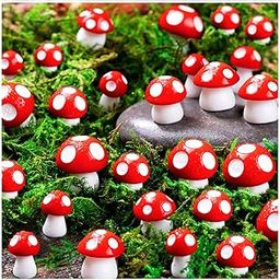 MGZTTHW Mini Mushrooms for Crafts Tiny Fairy Garden Mushrooms Little Resin Mushroom Decor Fake Mushroom Miniatures Statue for Bonsai Micro Landscape Craft (60pcs)-image-62