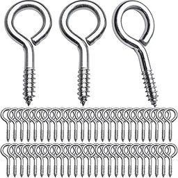 BronaGrand Eye Hooks Screws, 50pcs Metal Screw in Eyes Eye Pin Screws Lighting Ceiling Hooks Screw Hooks Kit for Home Office Outdoor DIY Art Crafts Projects Jewelry Making, 45x40mm-31