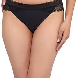 Women's Lace-Trimmed Bikini Panty, Black, Mesh Detail (Black, XL)-picture-44