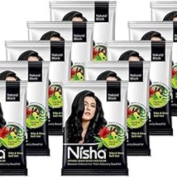 Nisha Natural Henna Based Hair Colour, Natural Black, Silky & Shiny Soft Hair, Herbal Care with Conditioning pack of 10pc-image-90
