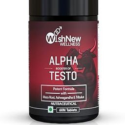 WishNew Wellness ALPHA BOOSTER OF TESTO | 60 Veg Tablets | Enhanced Testosterone Support | Maca, Tribulus, Ginseng | Muscle Growth, Energy, Stamina | Zinc, Vitamin D2 | Men's Health & Vitality-28