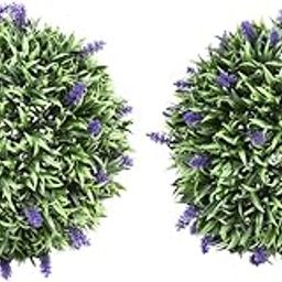 Cabilock 2pcs Artificial Topiary Ball Lavender Round Ornaments Balls Hanging Plant Ball for Courtyard Garden Gate Balcony Wedding and Home Decoration-image-6