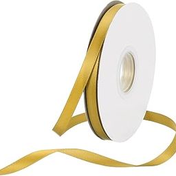Rebower 1/4 Inch 50 Yard Satin Ribbon Thick Double Face Grosgrain Silk Ribbon, [for Gift Wrapping, Hair Bows, Wedding, Cake, Flower] - Gold Yellow-0
