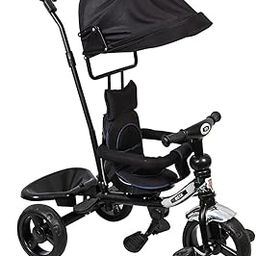 BeyBee Beta Secure Baby Tricycle for Kids with Sun Canopy & Parents Handle and Storage Basket Back Side |Baby Cycle with 360-degree Rotational Seat for Boys and Girls for Ages 1 to 5 yrs (Black)-picture-2
