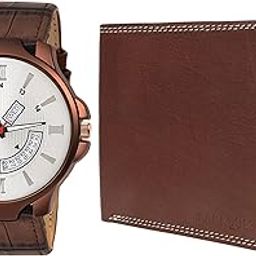 Watch and Wallet Combo Gift Set for Men (Brown Leather) (Day and Date Funct) (PRV-22020902 SPT-02)-image-43