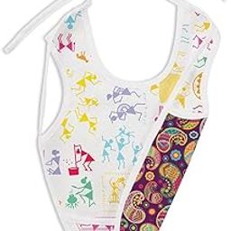 superbottoms WaterProof Apron Style Reversible Bib for babies with crumb catcher(White Warli+Utsav Print)-28
