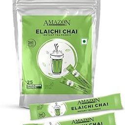 AMAZON 3-IN-1 CARDAMOM Tea Premix Sigle Serve Sachets Pack |25 Sachets X 14 Grams Pouch | Travel-Friendly Zipper Pack | Just Add Hot Water & Stir-image-6