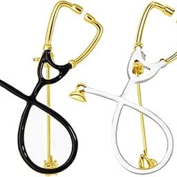 FASHIONS Elegan Gold & silver black Stethoscope Brooch Nurses Doctors Medical Jewelry And Healthcare Professionals Doctors​ For Women-image-61