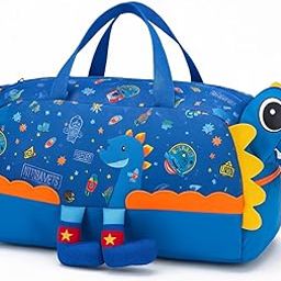 Kids Dinosaur Space Duffel Bag, 40 cm x 20 cm x 25 cm, Blue Travel Bag with 3D Design, Water-Resistant Polyester-image-38