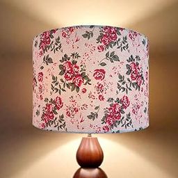 Woodooz Home Decor ® Pink lamp shade only | Drum lampshade cover with floral printed fabric | Drum lamp shade cover for table and floor lamps (Light pink, 8 in dia)-16