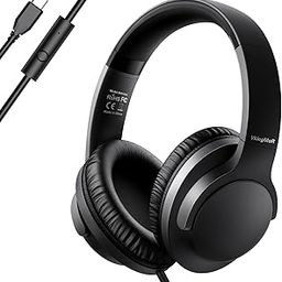 VkingMoR Wired Headphones with Mic, Type C Headphones, Volume Control Type-C Wired Headphone, Plug in Laptop、Phone, Headphone On Ear（Black）- New-2