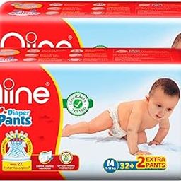 Niine Baby Diaper Pants Medium(M) Size (7-12 KG) (Pack of 2) 68 Pants for Overnight Protection with Rash Control-17