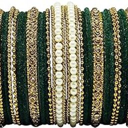 traditional fabric stone metal bangles set for women and girls.-image-6