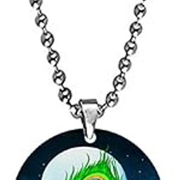 Krishna Peacock Feather and Flute Bead Chain Pendant for Men and Women-image-42