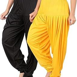 Ultra Soft Rayon Viscose Solid Attractive Pleated Pattern Casual wear Patiala Pants for Womens - Pack of 2 pcs-image-116