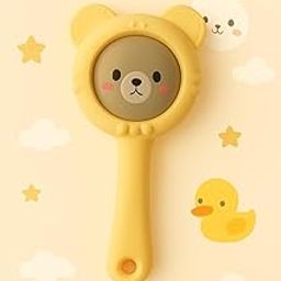 KIDS BASIC Baby Teether, Silicone Teether with Rattle Inside Hand | 2 in 1Rattle Teether | BPA Free Silicone Teether | Easy to Grip Teether for Baby (Yellow)-15