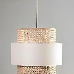 DECOWAY Rattan Cane Webbing Bamboo Hanging lamp Pendant lamp for Decoration Premium Ceiling Light Boho Hanging lamp Hanging Lamp(14" Dia x 11" H) (Bulb not Included) (Beige)-10