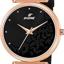Ladies Watch with Black Dial, Rose Gold Case, Black Soft Silicone Strap-8