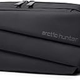 Arctic Hunter Large Fanny Pack for Men - Stylish Mobile Chest Sling Crossbody Multi-Pocket Pouch for Daypack - Water Resistant Shoulder Side Passport Bag for Travel, Black-image-99