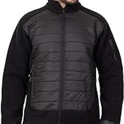 Men's Winter Black Tactical Bonded Antipiling Zipper Jacket With Valcro Sleeves, Zipper Pockets-image-56