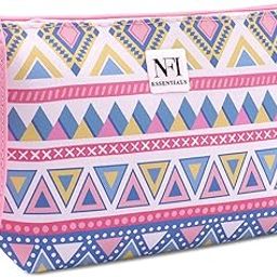 NFI essentials Makeup Pouch for Women Geometric Print Stylish PU Pouch for Makeup Accessories Travel Pouch Cosmetic Pouch Toiletry Bag for Women Make up Pouch for Girls-10