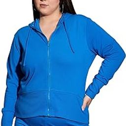 Royal Blue Terry Zipper Hoodie Jacket-image-85