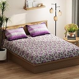 KOPA [4pc Extra Smooth Double Comforter with 1 Bedsheet 2 Pillow Covers, for Ac Room (Classic Cotton Feel) | Super Soft Feel Microfiber Reversible Lightweight Bed Floral-Grey/Purple-image-100