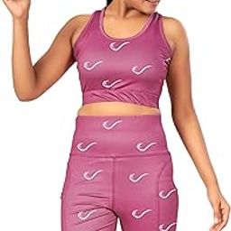 Printed Activewear Shorts and Top Set for Women Gymwear Croptop | High Waist Yoga Shorts top for Workout | Running Cycling Shorts-image-94