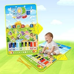 CAREIT 3-in-1 (Musical Instruments 1) Piano Mat for Kids, Musical Piano Mat – Drum, Piano & Instrument Sounds with 2 Sticks, Animal Prints, Educational Toy for Toddlers 12M+, Ideal for 1-3 Years-image-13