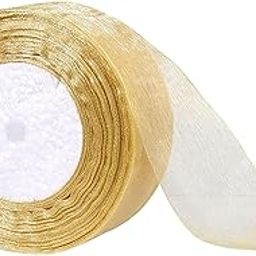 IMPRINT Light Golden Sheer Organza Chiffon Ribbon, 1.5 inch Width, 35 Meters Length, for Gift Wrapping, Crafts-image-57