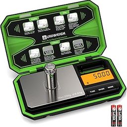 UNIWEIGH Digital Pocket Scale 200g/0.01g, Digital Scale Grams, Jewelry Scale, Coins Scale with 50g Cal Weights for Powder, Weed (Battery Included)-Fluorescent Green)-image-48