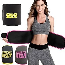 Daizen Sweat Slimming Belt for Men and Women, Sauna Waist Trainer for Belly Fat Burning, Tummy Belt Shapewear for Healthy Sweat, Weight Loss, Lower Back Posture (Free Size) Black-image-75
