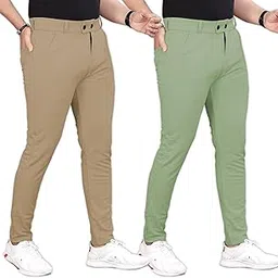 gibbonte Men's Formal Slim Fit Trousers | Mid-Rise Solid Pants with Button Closure | Perfect for Office Pack of 2)-picture-39