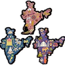 Traditional India Maps Fridge Magnets- Set of 3 | Travel Souvenir | Refrigerator Magnet | Gifts | Decorative Items for Kitchen Fridge Magnets Set | Multicolor (FM_80)-image-61