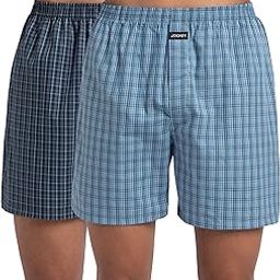 jockey 1222 Men's Super Combed Mercerized Cotton Woven Checkered Boxer Shorts with Back Pocket (Pack of 2_Colors & Checks May Vary)-picture-35
