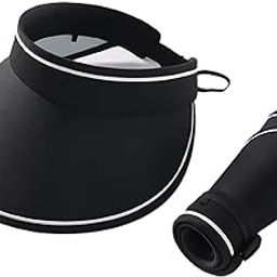 Wide Brim Visor for Women, Foldable Roll Up Outdoor UV Protection Beach Sun Hat, Anti-Glare (Color : Black, Size : Adjustable)-6