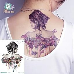 S.A.V.I Temporary Tattoo For Girls Men Women 3D Back Flower Butterfly Sticker Size 21x15cm - 1pc, Black, 4 g-image-57
