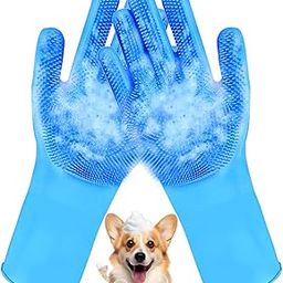 Metopets Dog Washing Gloves with Rubber Bristle Scrubber, Gentle Dog Bath Gloves Cat Shampoo Brush Supplies, Massaging, Bathing and Grooming Mitts for Pets - 1 Pair-image-34