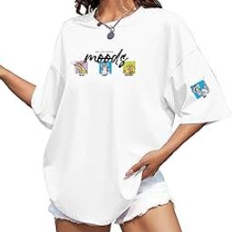 Oversized Cotton Printed T-Shirt for Women | Drop Shoulder Streetwear Tee | Graphic Casual Top (Art Jerry)-image-39