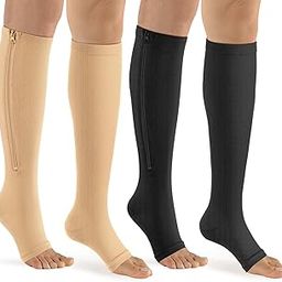 MINNESOTA Zipper Compression Socks for Women & Men Calf Knee High 15-20mmHg Open Toe Compression Stocking for Walking Zip Sox-image-45