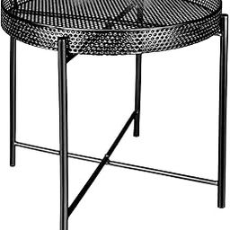 CALANDIS™ Iron Outdoor Side Table Modern Plant Stand for Indoor Outdoor Bedroom Black | Tables | Furniture-image-13