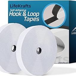 LifeKrafts Self Adhesive Hook & Loop Tapes White (10M Hook+10M Loop) 25mm width to Organize Stationaries, Arts & Crafts Projects, Photo Frame etc. Sticky Back Strong Glue, Back Mounting Fastener Tape.-5