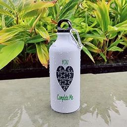 PALESAA Designer You Complete Me Printed Aluminium Sipper Bottle With Hook Ideal for all Age Groups (600, Round, 1, 600ml Sipper)-image-63