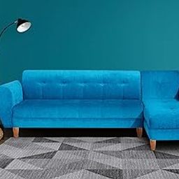 Seventh Heaven Milan 6 Seater Right Corner Sofa | Luxury Comfort & Extra Spacious | Sofa | Sofa Set | Wooden Sofa Set for Living Room | Couch Sofa for Living Room & Office (Chenile Molfino - Sky Blue)-image-13