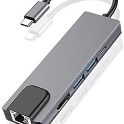 Type C 5 in 1 Adapter, USB 3.1 (USB C) to HDMI+ Ethernet (RJ45) + USB 3.0+Type C Multiport Adapter with 4k HDMI Port and 1000m LAN Port.-14