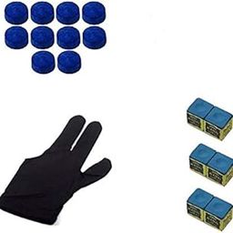 Laxmi Ganesh Billiard Snooker & Pool Combo, 1 Piece Glove, 6 Pieces Chalk and 10 Pieces Leather Cue Tip (9mm)-picture-3