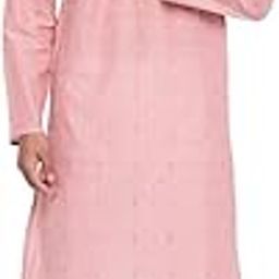 Men Cotton Slim Fit Geometric Long Kurta Pink-image-31